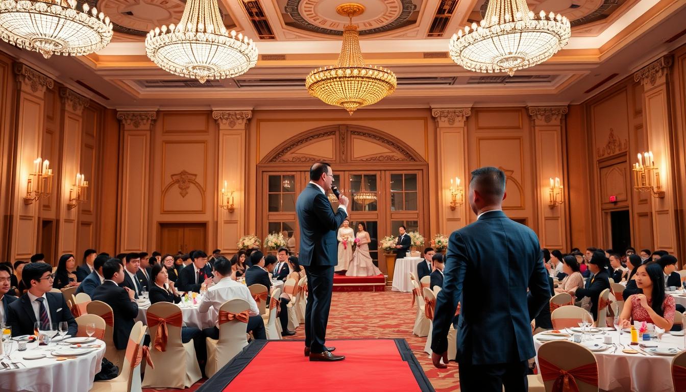 Chúng tôi tự hào là đơn vị cung cấp dịch vụ MC đám cưới tại Hải Phòng uy tín, với đội ngũ MC tài năng, luôn biết cách truyền tải những cảm xúc chân thật và tạo ra không khí vui tươi, lãng mạn cho buổi lễ, giúp bạn tận hưởng trọn vẹn ngày vui của mình quy-trinh-lam-viec-dich-vu-mc-dam-cuoi-tai-hai-phong