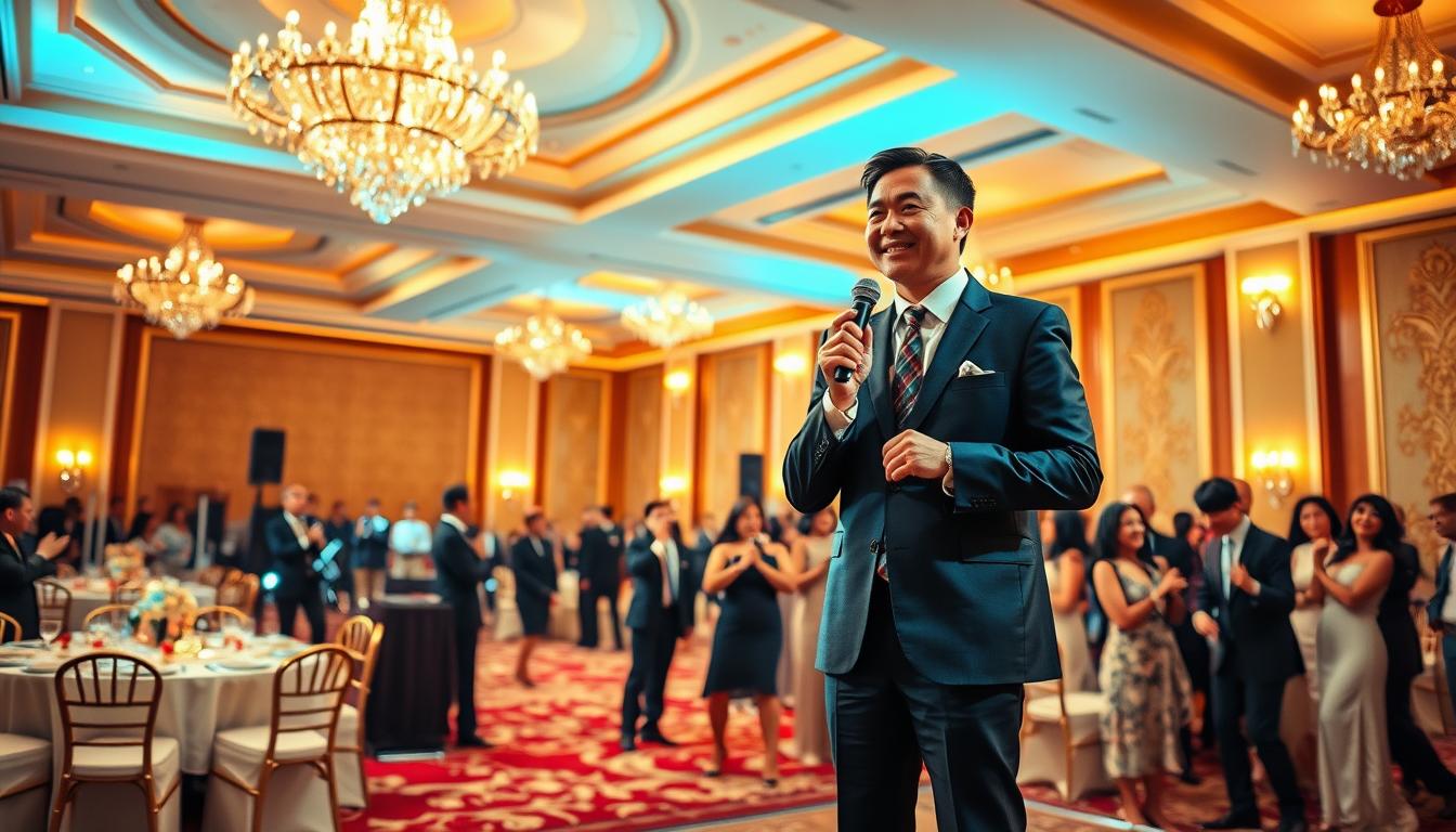 Dịch vụ MC đám cưới tại Hải Phòng của chúng tôi mang đến một không gian cưới chuyên nghiệp và đầy lãng mạn, nơi mọi chi tiết được chăm sóc tỉ mỉ, từ những lời dẫn chân thành đến những phần trò chuyện vui nhộn, tạo nên một ngày cưới đáng nhớ Dịch vụ MC đám cưới tại Hải Phòng của chúng tôi giúp bạn tổ chức một ngày cưới trọn vẹn và đầy sắc màu, với những lời dẫn chuyên nghiệp, hài hước, mang đến cho bạn và gia đình một bữa tiệc cưới không thể nào quên