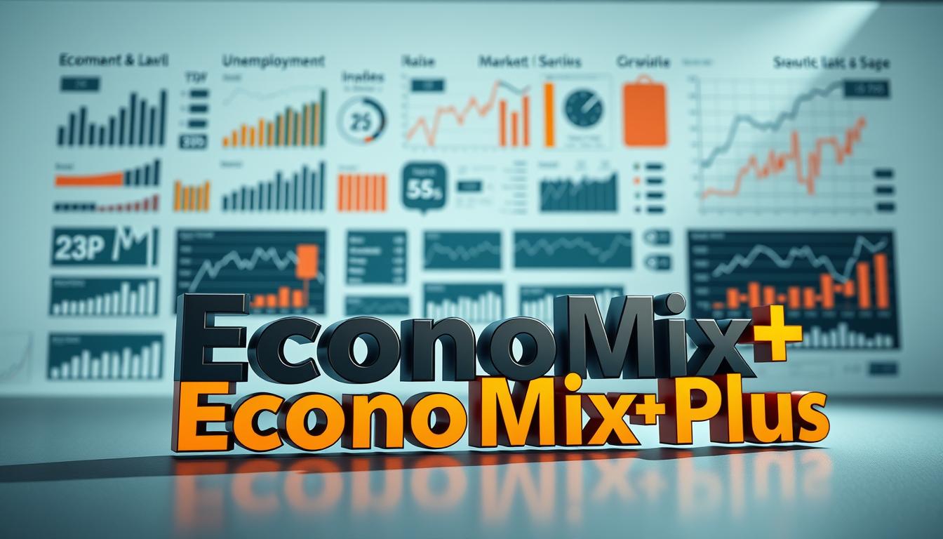 What Are the Reasons Behind the Central Bank's Decision to Raise Interest Rates?- EconoMix Plus Highly detailed photorealistic image of economic indicators, showing a variety of statistics and data visualizations arranged in a sleek, modern display. Foreground features a bold, stylized title "EconoMix Plus" rendered in a high-contrast color scheme. Middle ground contains graphs, charts, and infographics depicting various economic measures like GDP, inflation, unemployment rates, and market indices. Background has a clean, minimalist design with faint graph grids and subtle geometrical patterns. Bright, directional lighting casts dramatic shadows, creating a sense of depth and dimension. High-quality, professional-grade rendering with crisp details and smooth, lifelike textures.