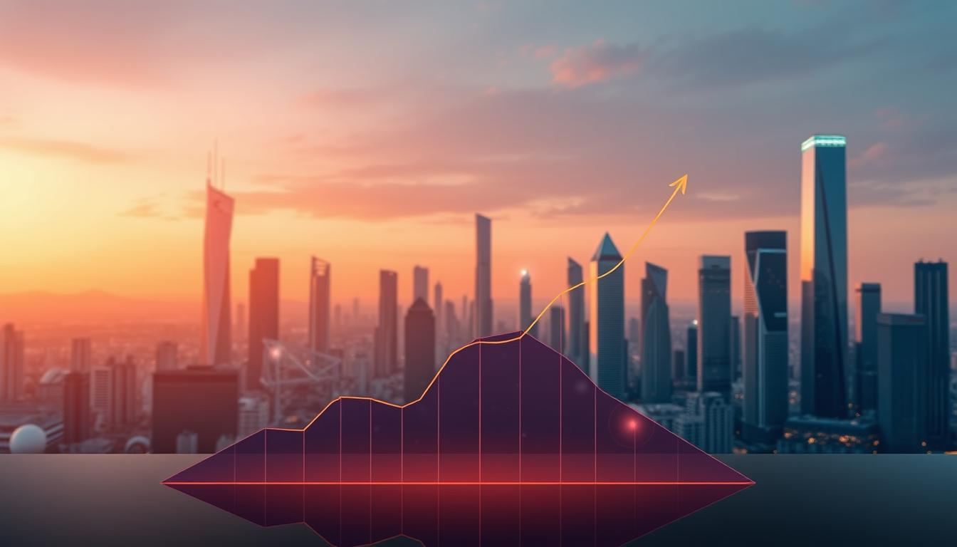 How to Start Investing Your Money in Startups - EconoMix Plus A visualization of startup investment returns, showcasing the EconoMix Plus model against a sleek, modern background. In the foreground, a geometric chart displays rising investment curves, reflecting the potential growth and profitability of startup ventures. The middle ground features subtle holographic elements, symbolizing the technological innovation and data-driven insights driving successful startup investments. In the background, a cityscape of gleaming skyscrapers and futuristic architecture sets the tone of a dynamic, prosperous business landscape. Warm lighting and a vibrant color palette convey a sense of optimism and opportunity, inspiring viewers to explore the potential of startup investing.