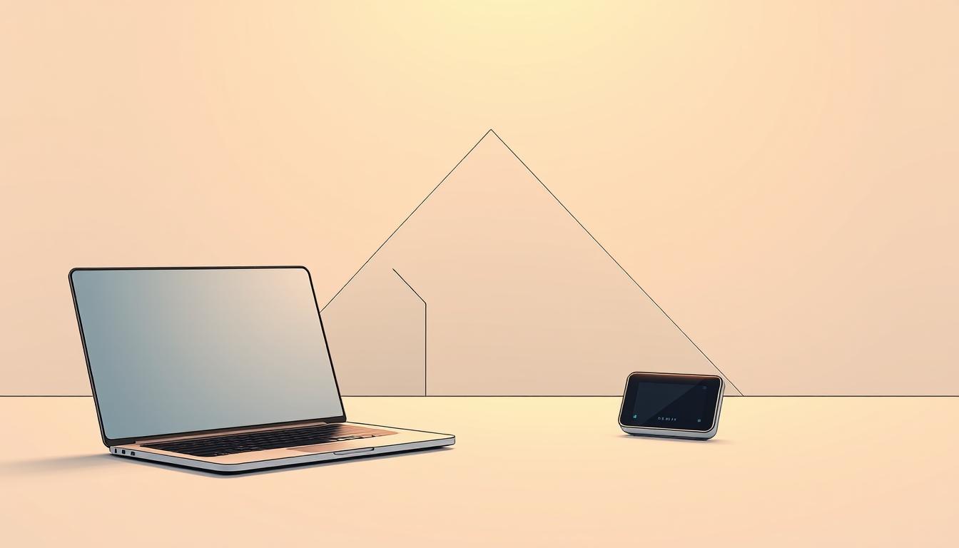What Are the Debt Management Mistakes You Should Avoid? -EconoMix Plus A minimalist yet striking visualization of a debt management strategy. In the foreground, a clean, uncluttered desk with a sleek laptop and a compact EconoMix Plus device, symbolizing efficient financial tracking and planning. The middle ground features crisp geometric shapes, representing the structured approach to debt reduction. The background is a serene, muted gradient, evoking a sense of calm control over financial affairs. Soft, warm lighting illuminates the scene, conveying a mood of focus and determination. The overall composition aims to visually communicate a thoughtful, methodical debt management strategy.