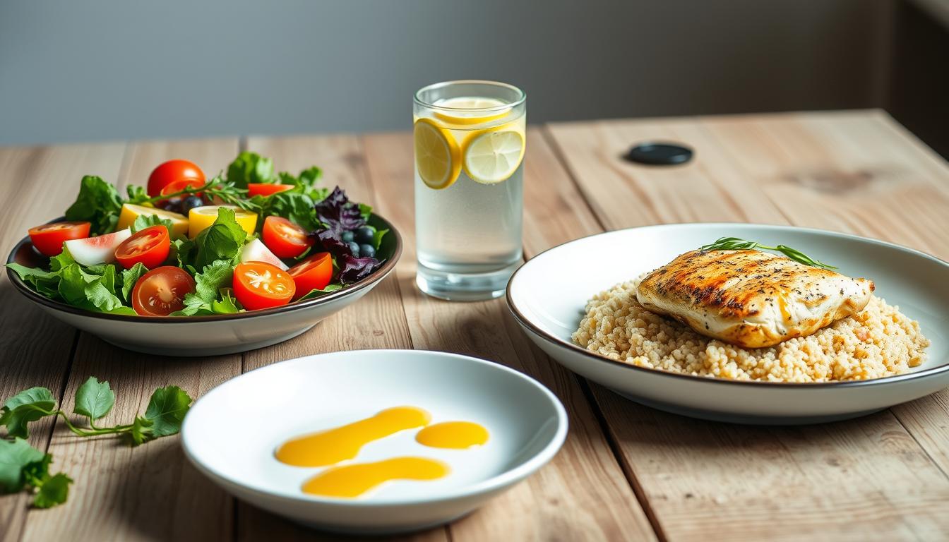 A plate of GLP-1 diet on a table