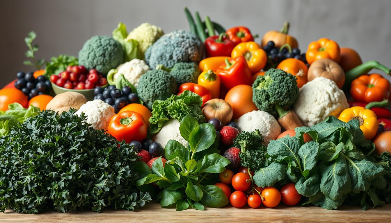 a large pile of vegetables.