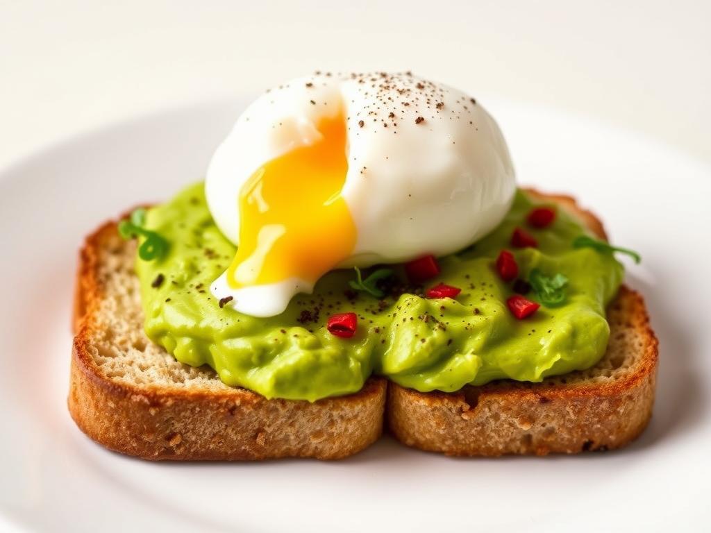 Avocado-Ei-Toast auf Vollkornbrot als Frühstück zum Abnehmen