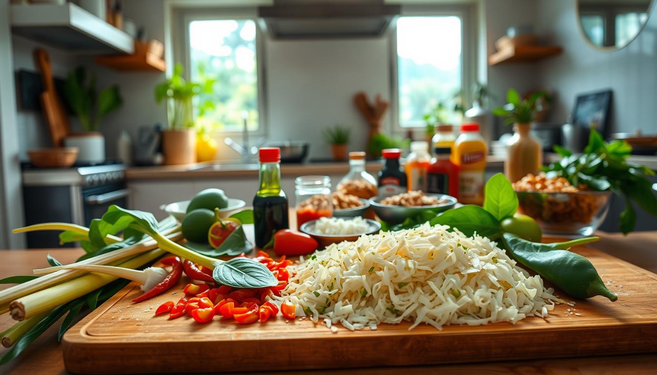 Préparation des ingrédients cuisine thaïlandaise