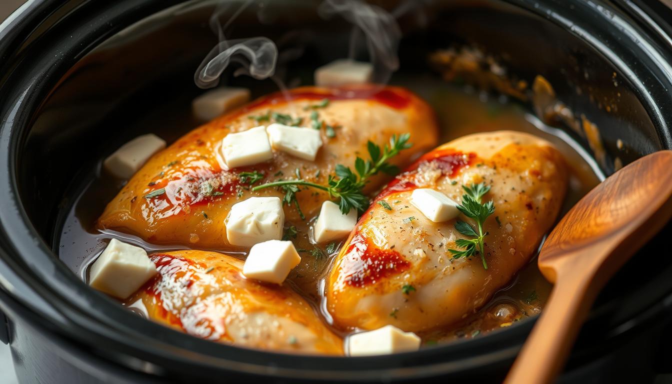 Chicken and Cream Cheese Slow Cooker Preparation