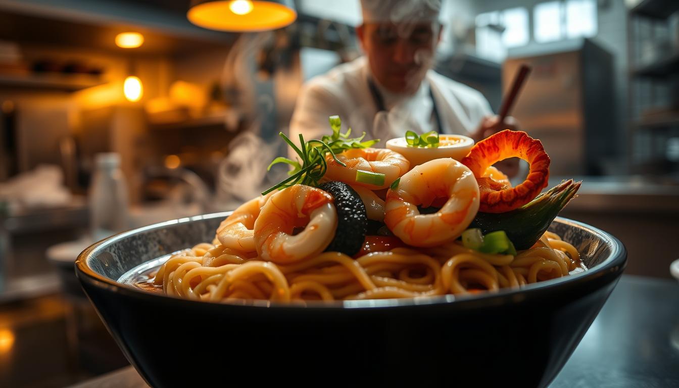 Warm up with this flavorful seafood ramen recipe made with shrimp, squid, and a rich umami broth for the ultimate noodle comfort bowl