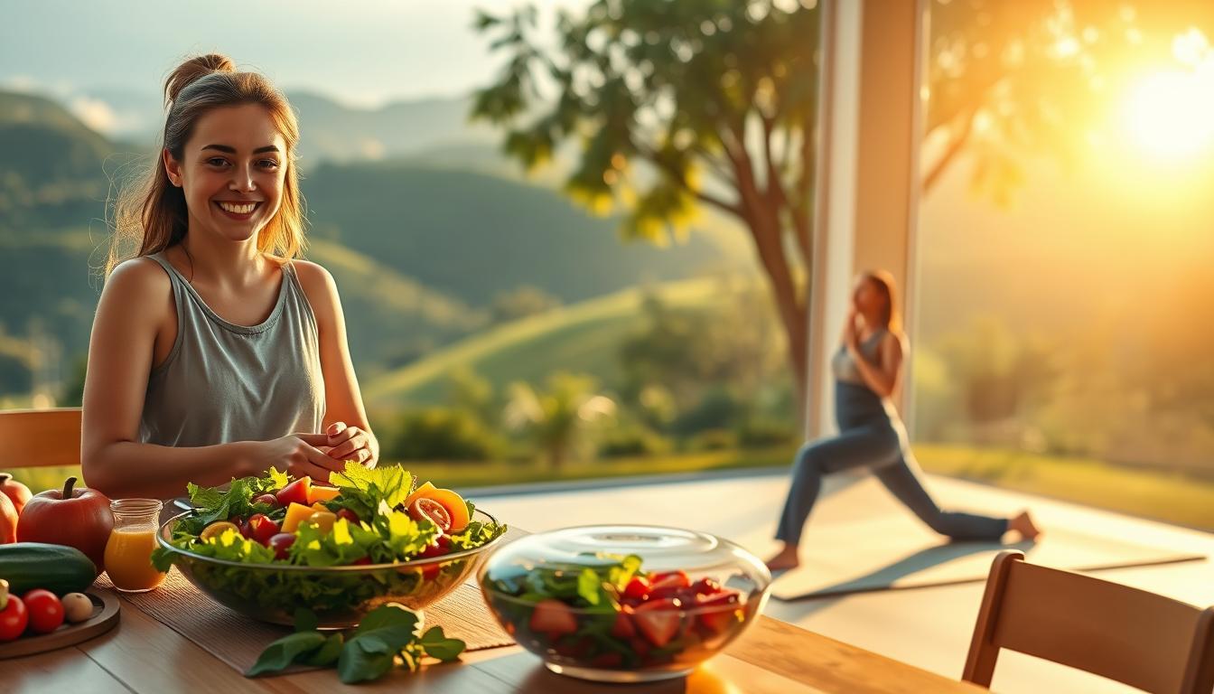 alimentação saudável e exercícios físicos