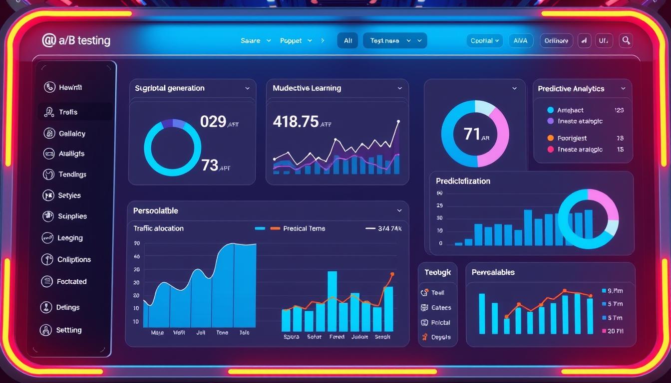 AI-powered A/B testing platform showing automated optimization features