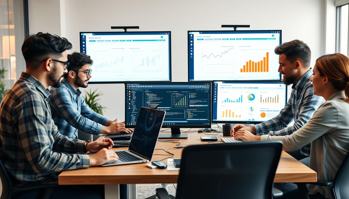 Startup team using AI tools to accelerate web development