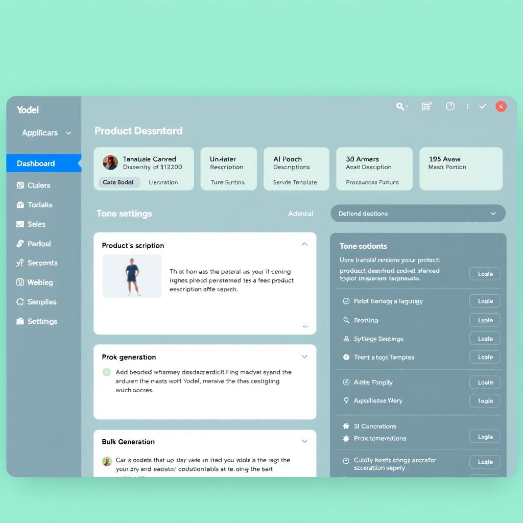 Yodel AI product description generator interface