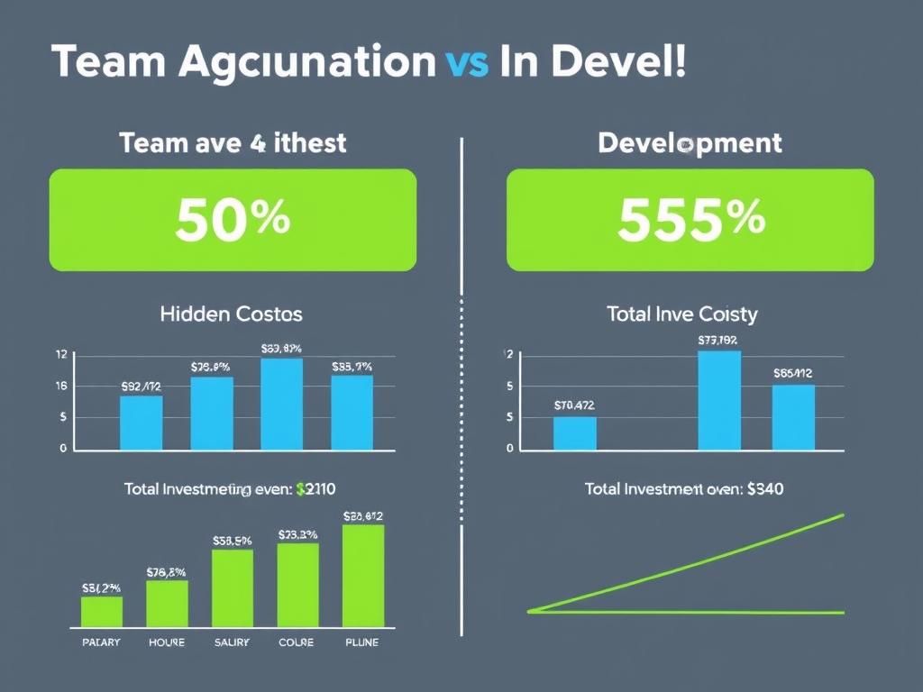 Cost comparison chart showing financial differences between team augmentation and in-house development