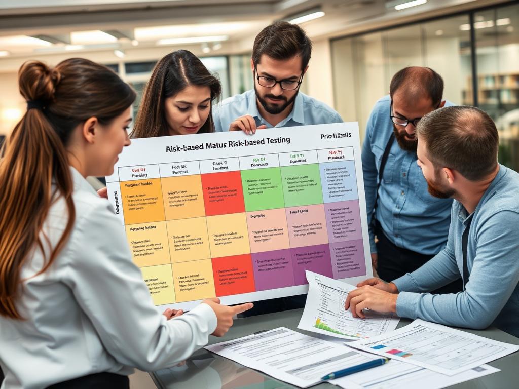 Team implementing risk-based testing to balance speed and quality