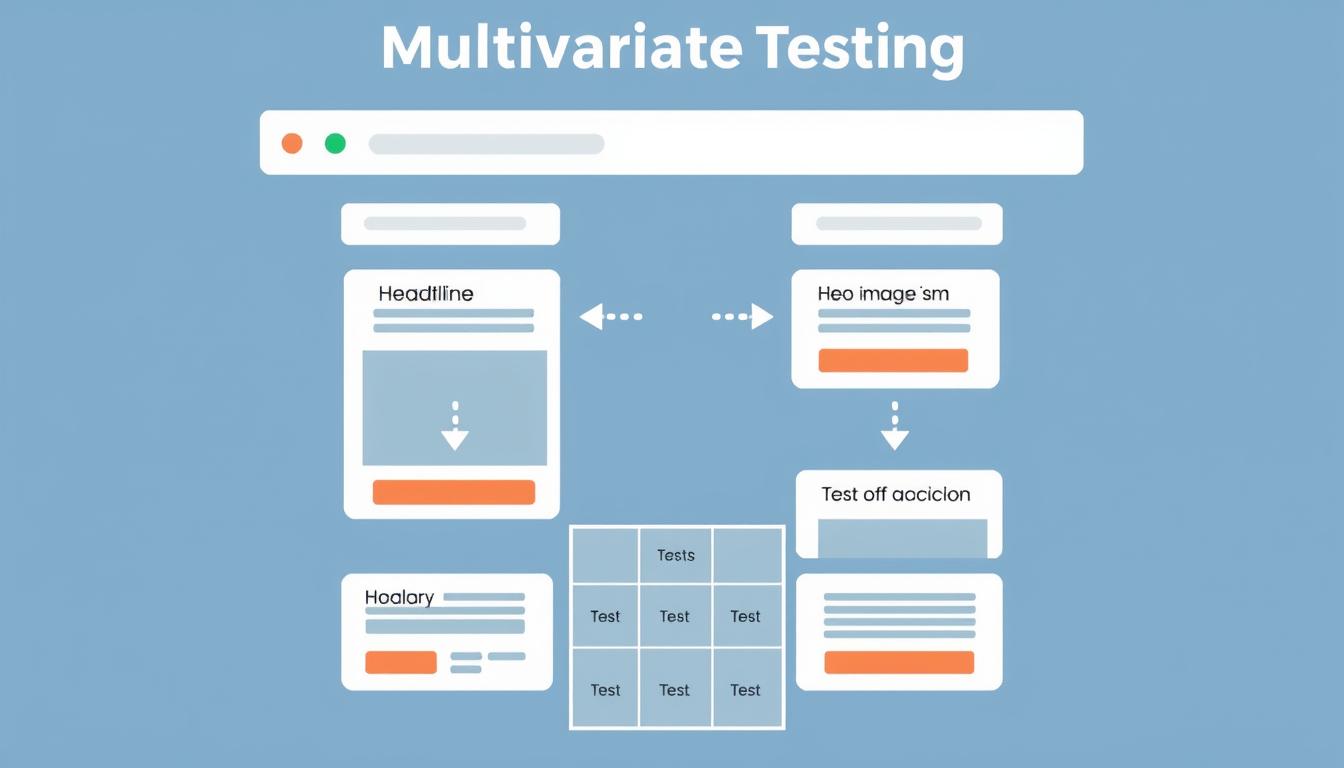 Multivariate testing diagram showing multiple elements being tested simultaneously