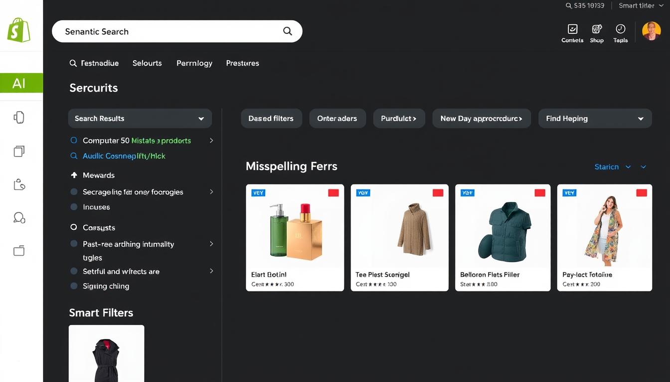 AI-powered semantic search results on a Shopify store showing relevant products