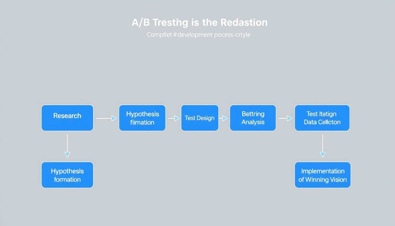 A/B testing development process flowchart showing the complete testing cycle
