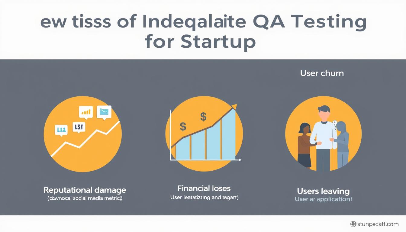 Visual representation of the three key risks startups face without proper QA testing
