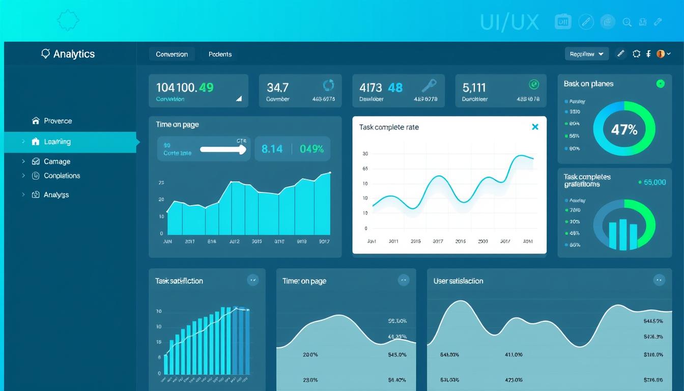 Dashboard showing UI/UX metrics tracking with visualization of key performance indicators