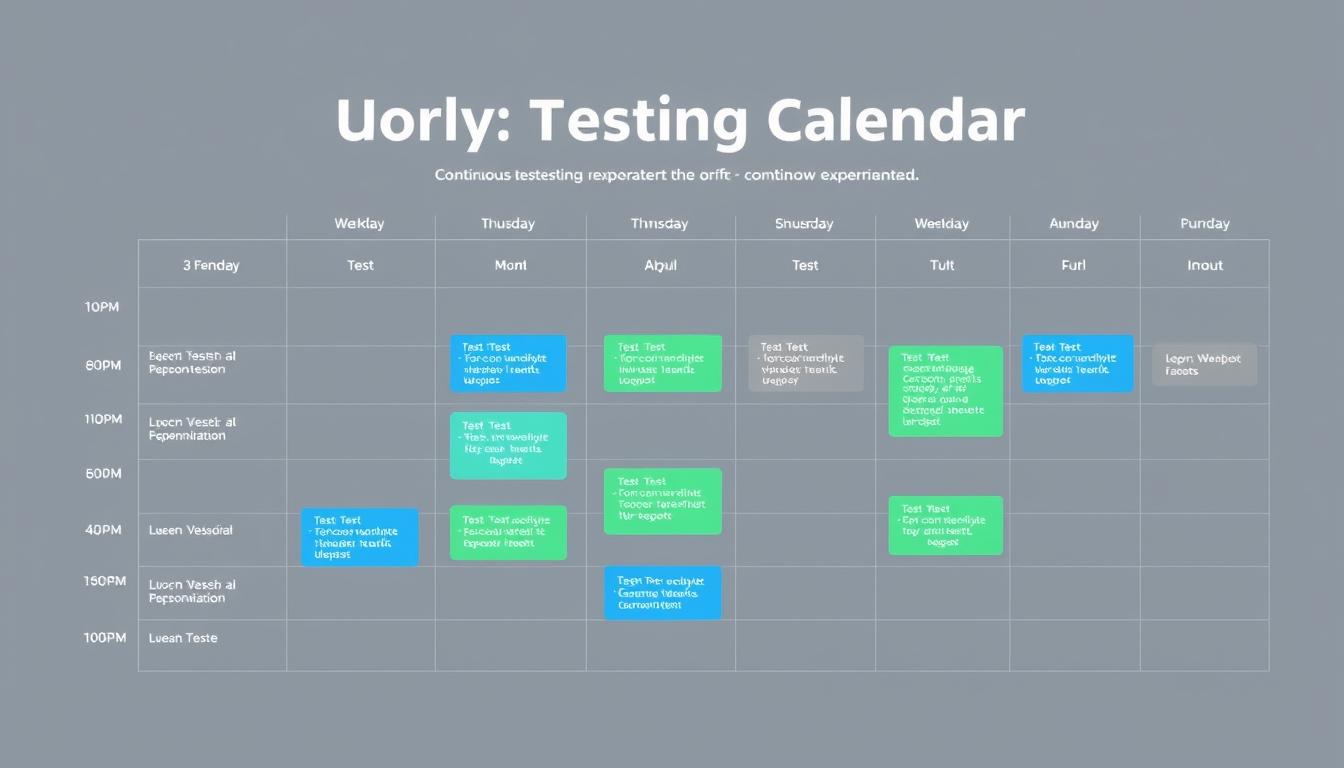 Quarterly testing calendar showing continuous experimentation cycle for Advanced A/B Testing Strategies