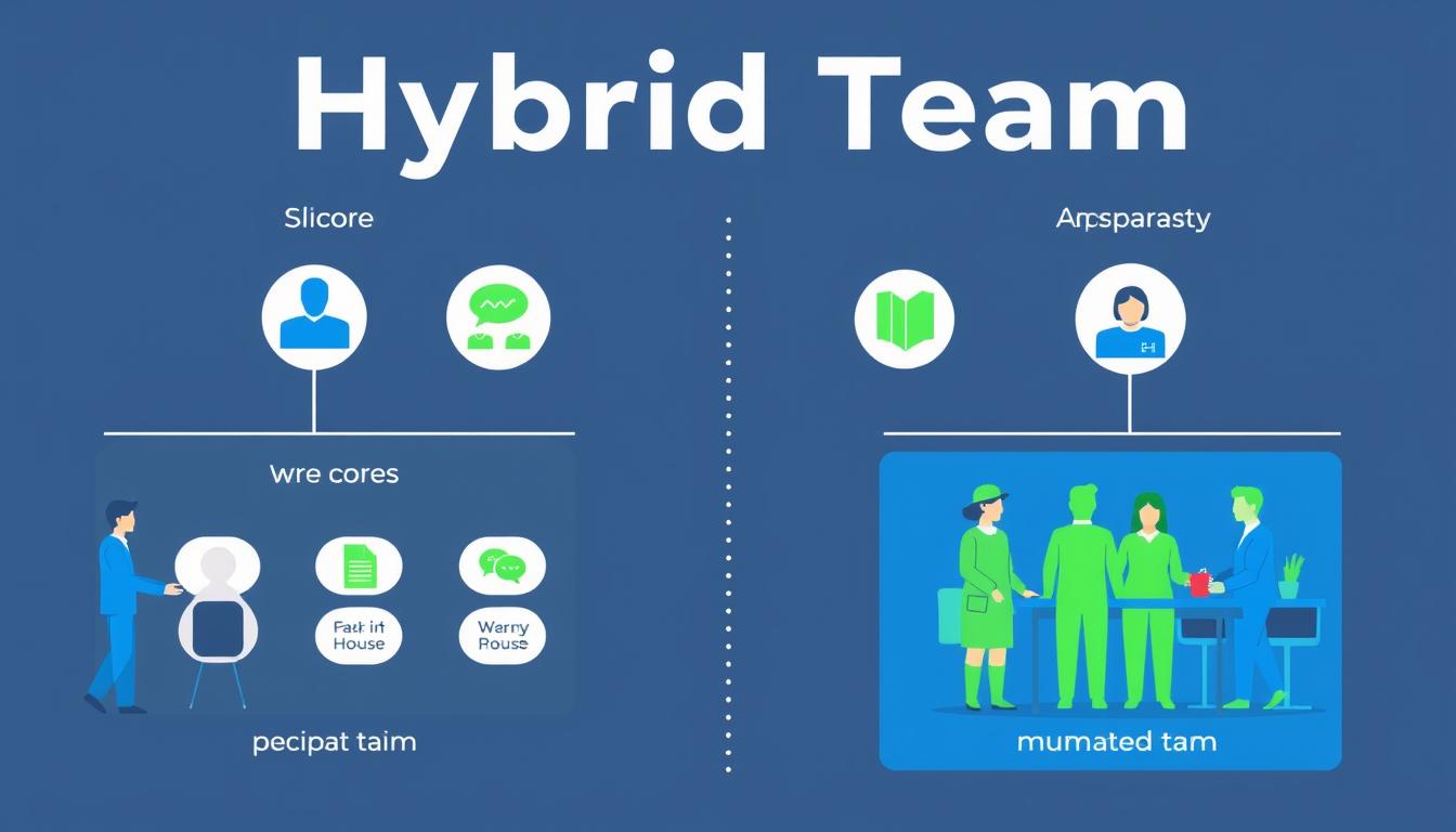 Hybrid team structure showing core in-house team supplemented by augmented specialists