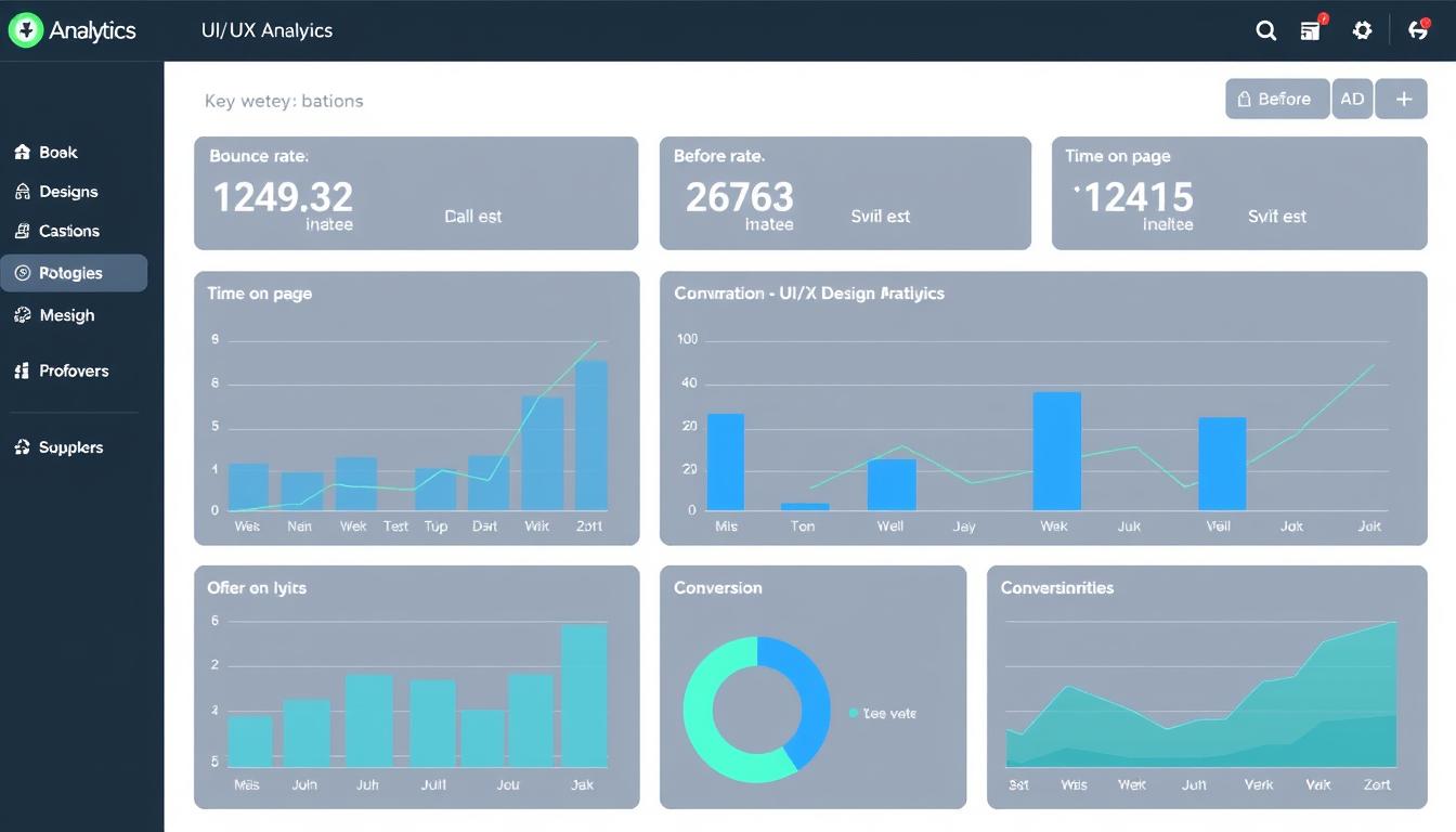 Dashboard showing UI/UX design impact on conversion metrics with before and after comparison