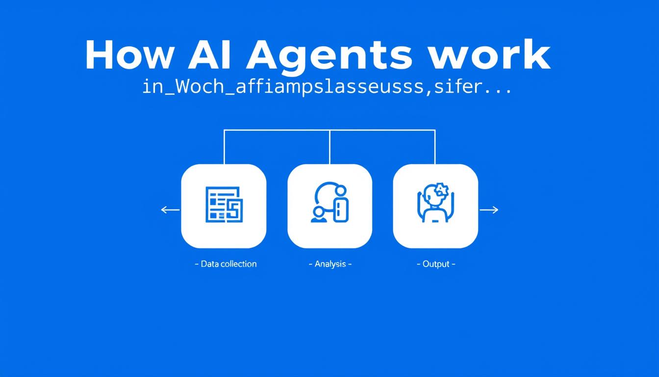 Diagram showing how AI agents for business work with input, processing, and output components