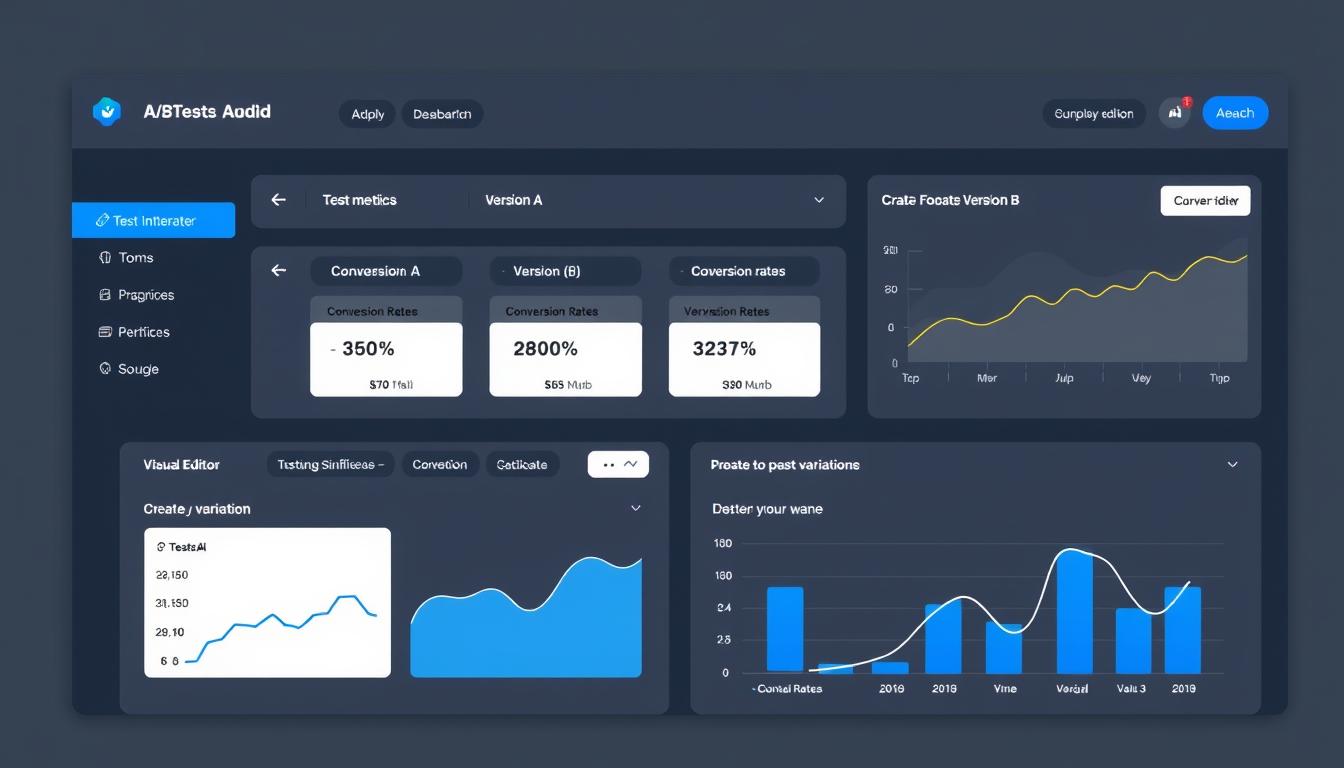 A/B testing development tools dashboard showing test setup interface