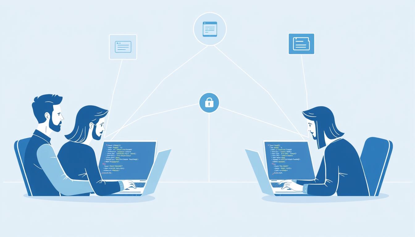 Team augmentation model showing remote developers collaborating with an in-house team on a software project