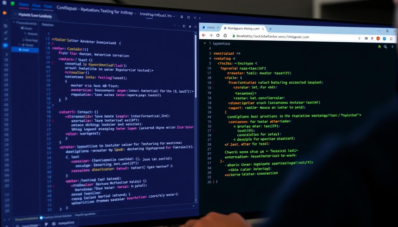 Developer implementing A/B test code showing split testing implementation