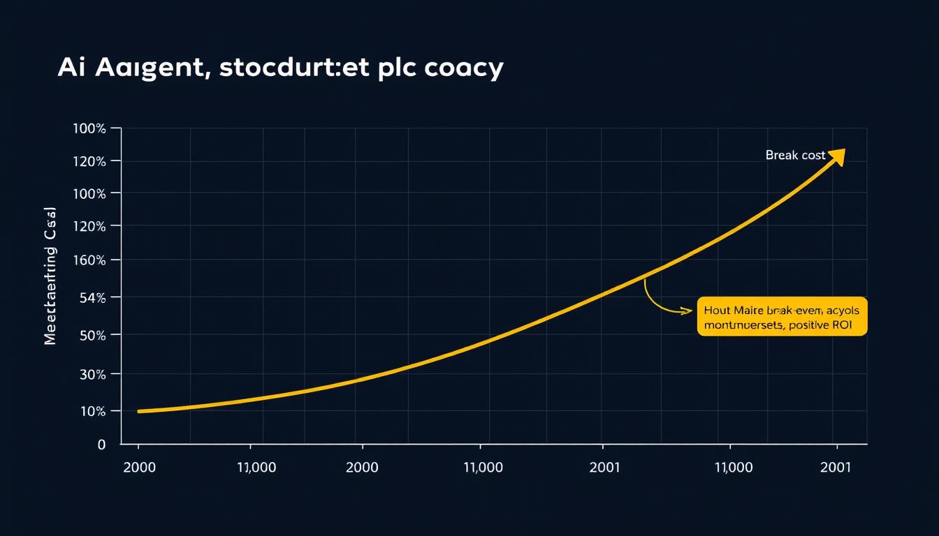 Graph showing AI agent implementation costs versus ROI over time