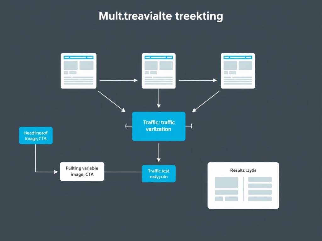 Flowchart showing a multivariate testing workflow with multiple variables and combinations being tested simultaneously for Advanced A/B Testing Strategies