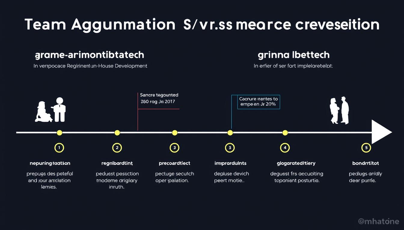 Timeline comparison showing faster implementation with team augmentation versus in-house recruitment