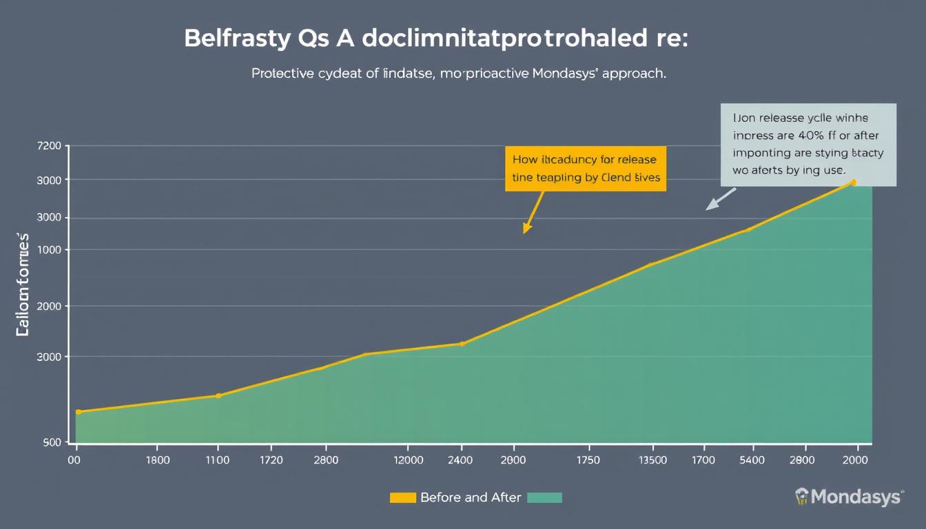 Graph showing reduced release cycles after implementing proactive QA testing