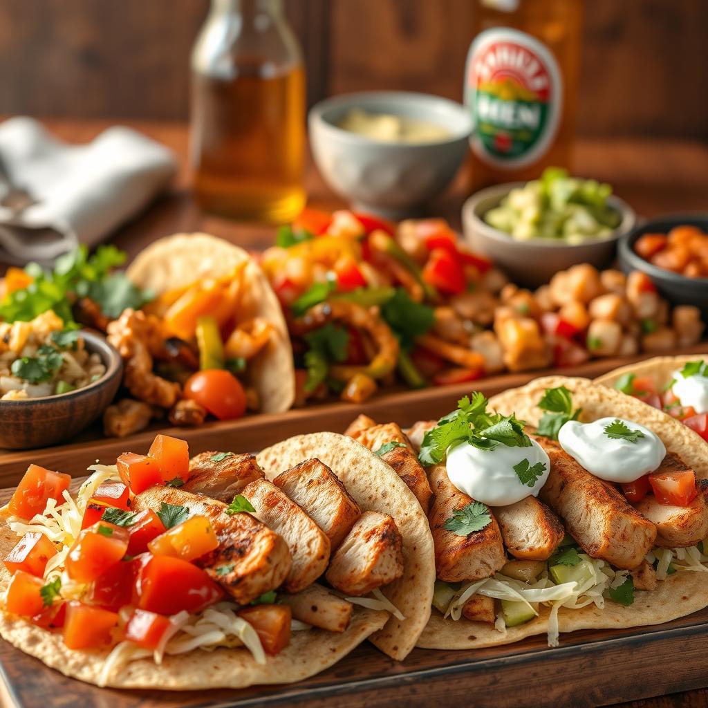 déclinaisons de recettes de fajitas au poulet