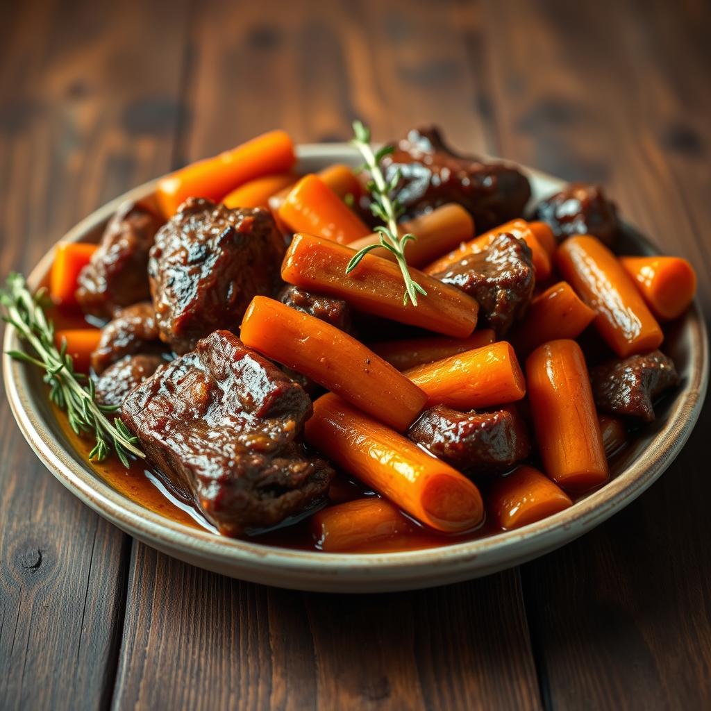 présentation de plat boeuf braisé aux carottes