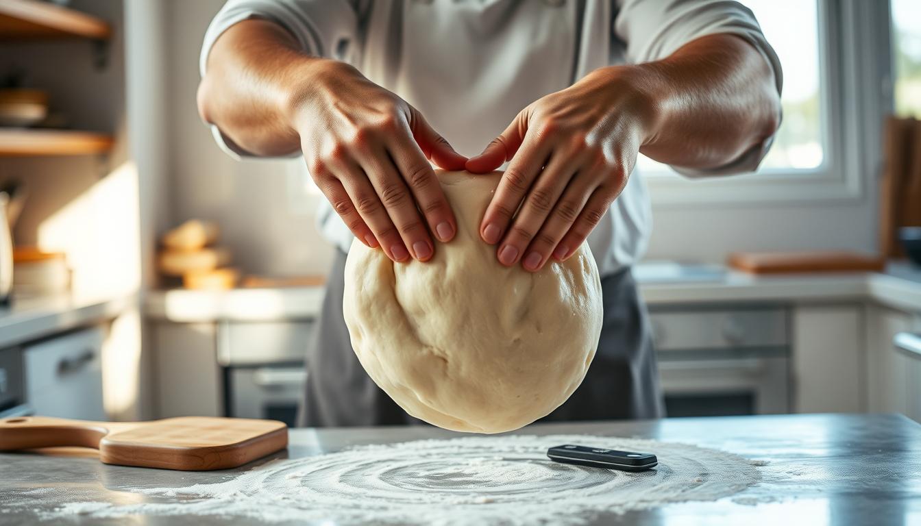 Ooni Pizza Dough: The best Recipe for Homemade Crust in 5 steps 3 stretching pizza dough