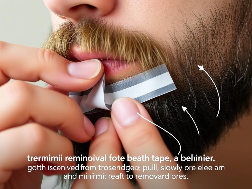 Proper technique for removing mouth tape from a beard