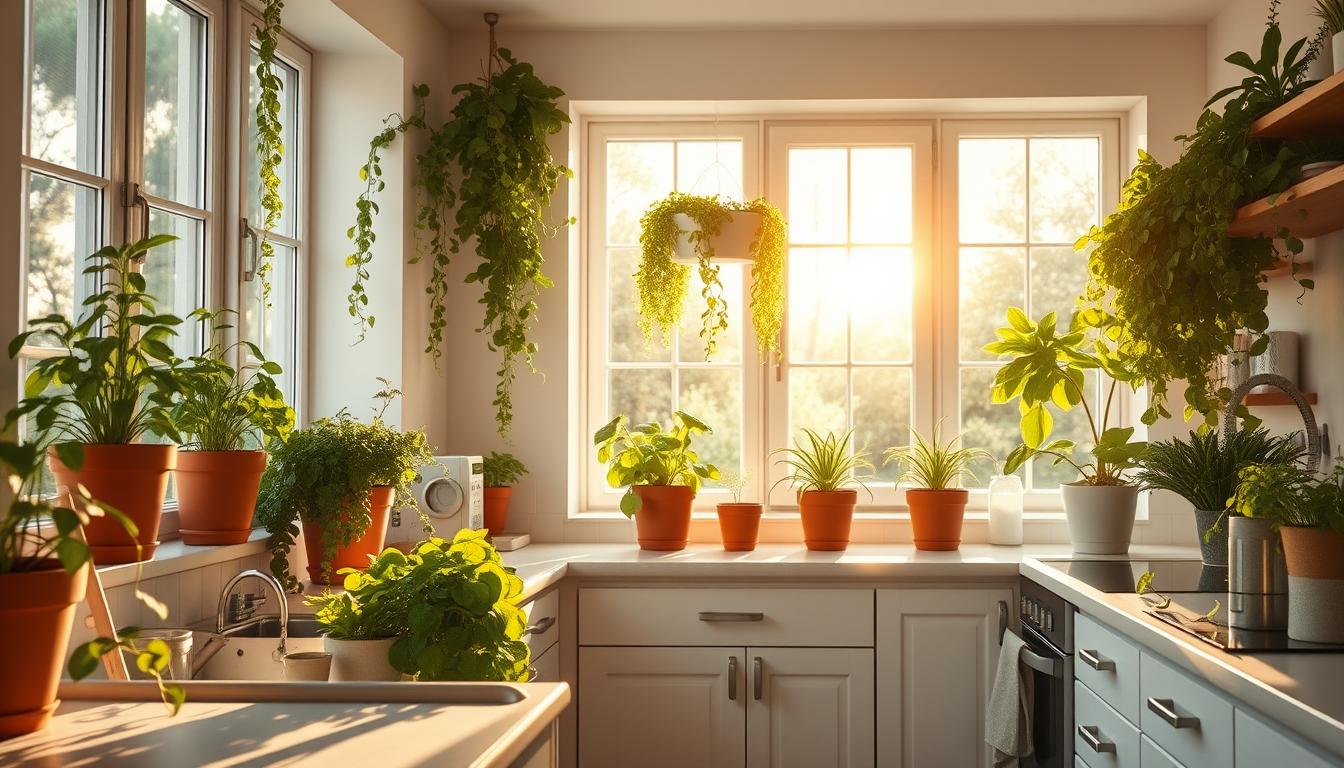 plantes vivantes dans la cuisine