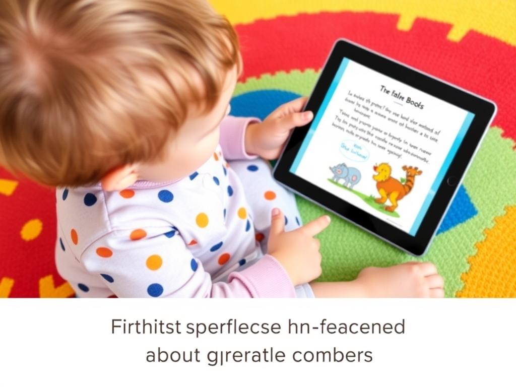 Toddler enjoying a colorful free children's book pdf on a tablet