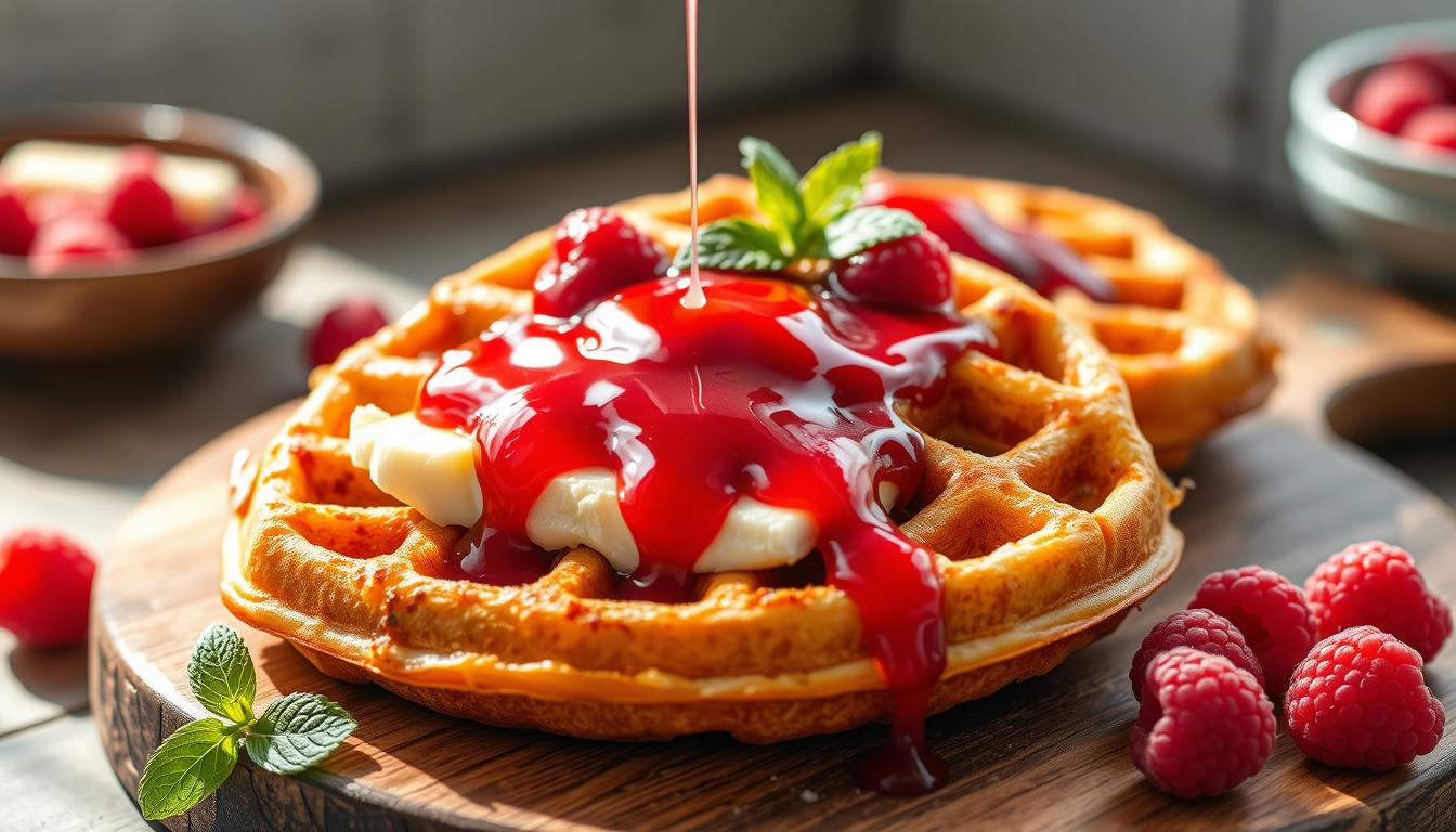 raspberry brie waffles