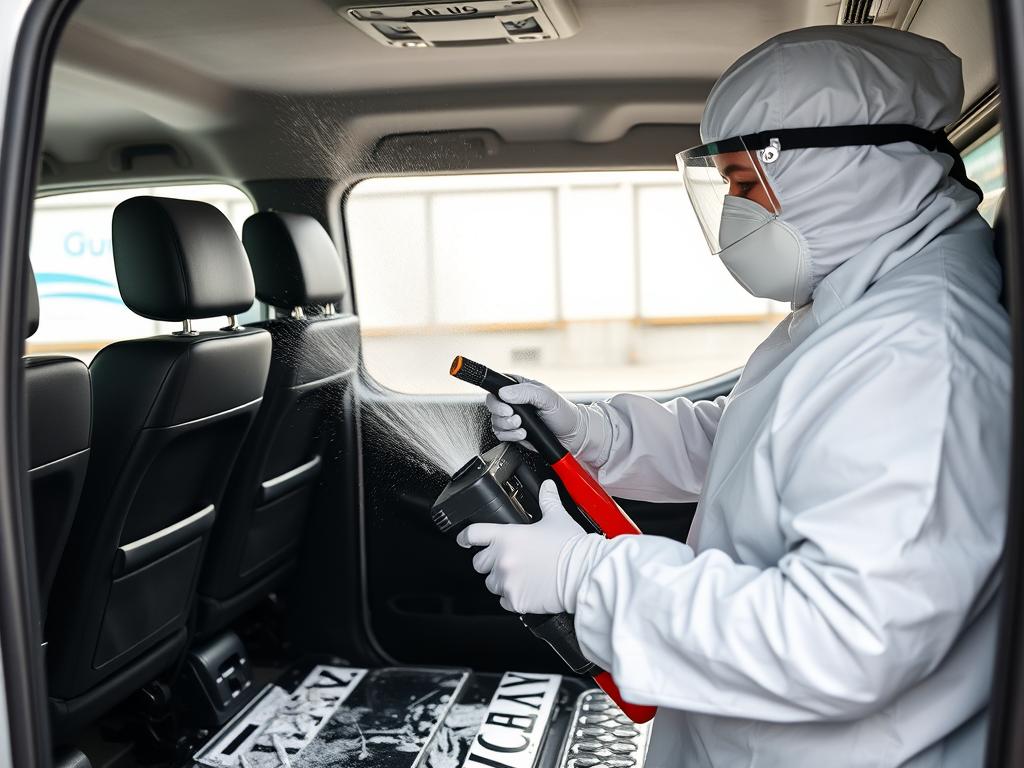 Mercedes Vito araç temizlik ve dezenfeksiyon işlemi
