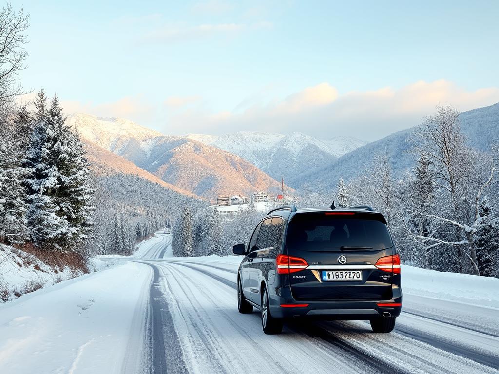 Kartepe yolu kış manzarası ve transfer aracı
