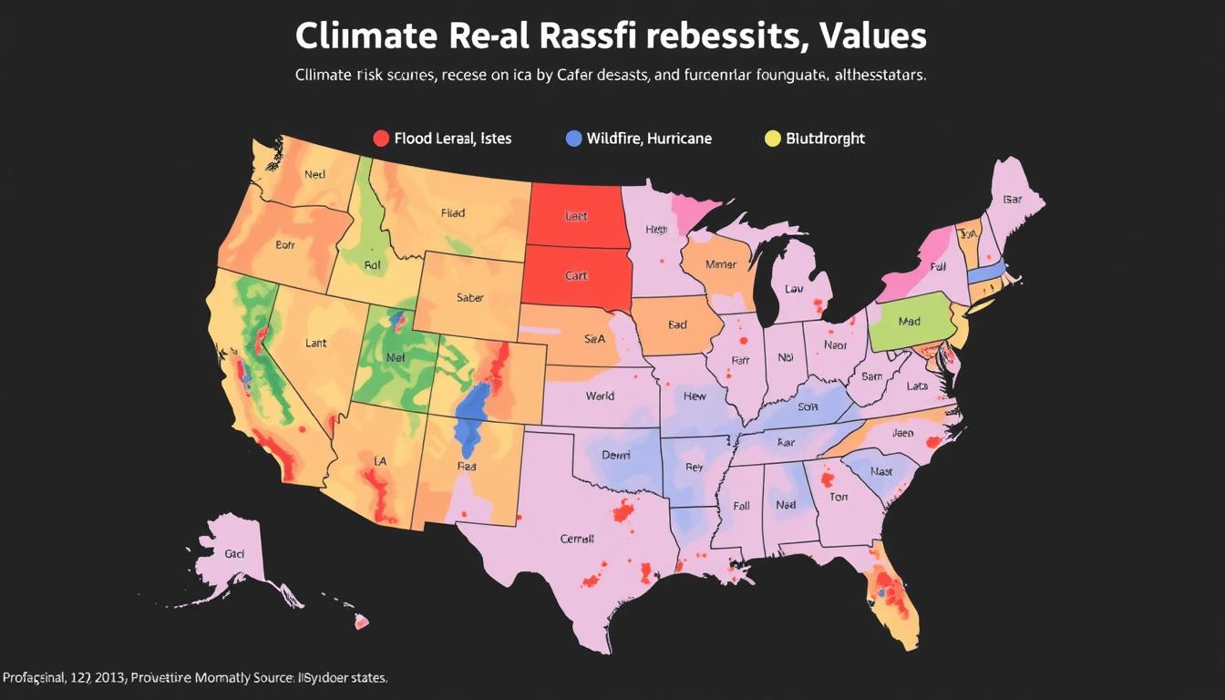 Map showing climate risk zones affecting real estate values