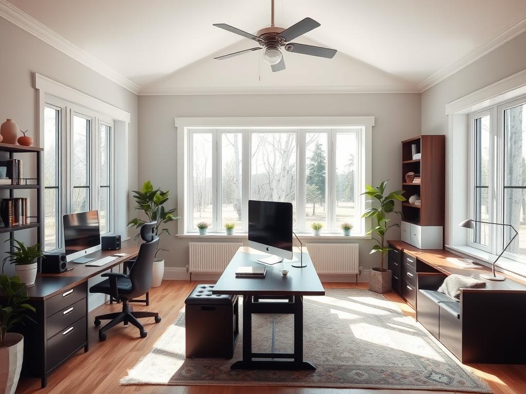 Modern home office setup in a residential property
