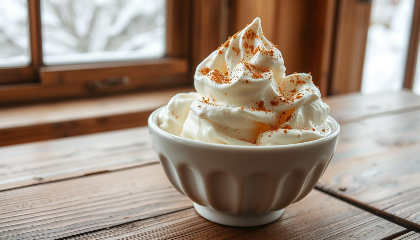 bowl of freshly made snow ice cream with vanilla flavor