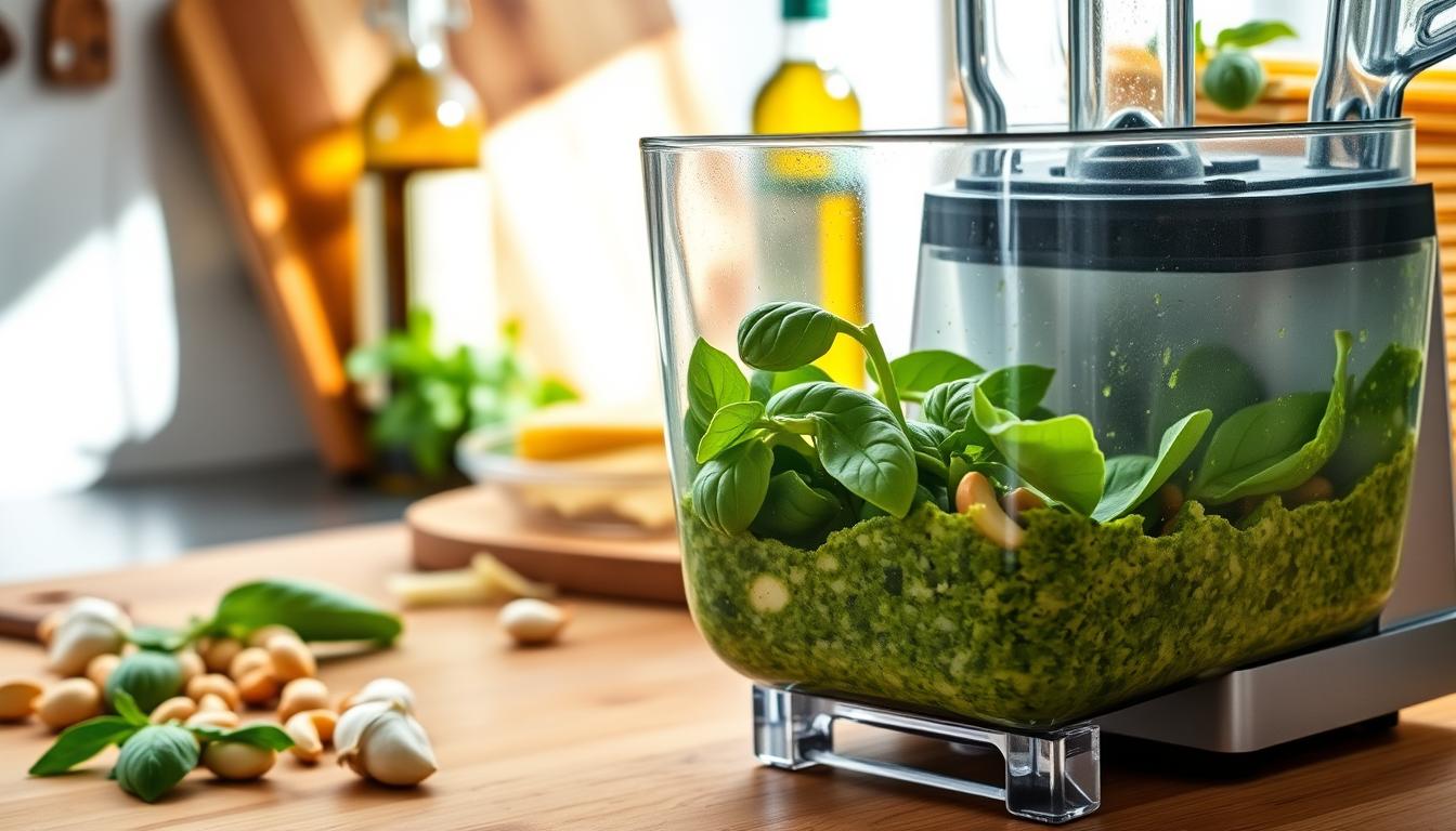 Dairy-Free Creamy Pesto Sauce Preparation