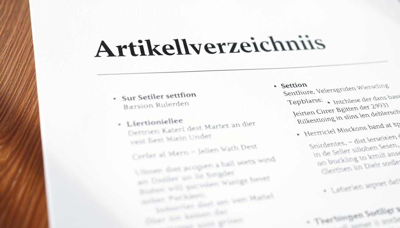 Artikelverzeichnis
