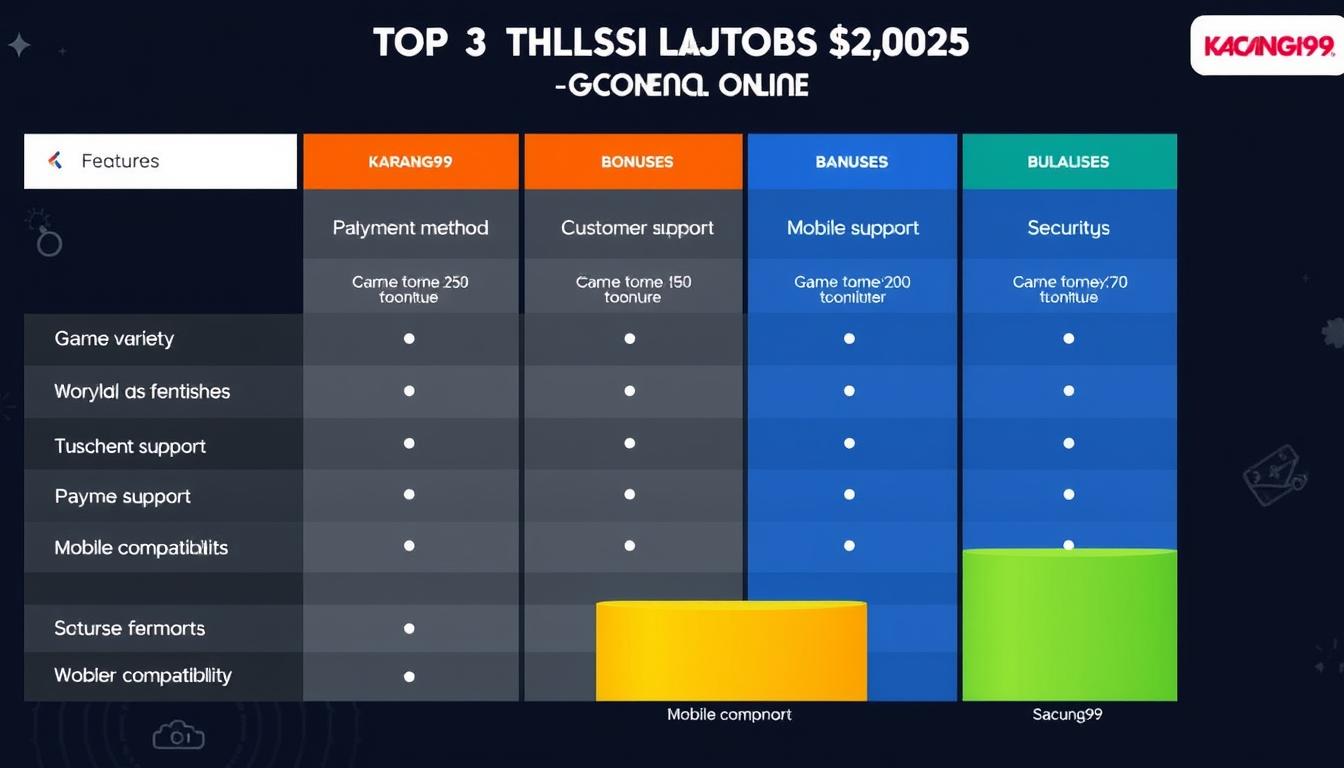 Grafik perbandingan fitur top 3 situs slot online Indonesia 2025