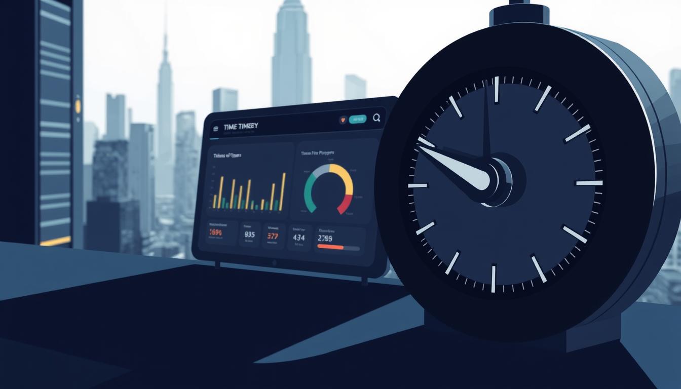 A dashboard and clock in city office, symbolizing the timing and analytics of a scheduled YouTube premiere release.