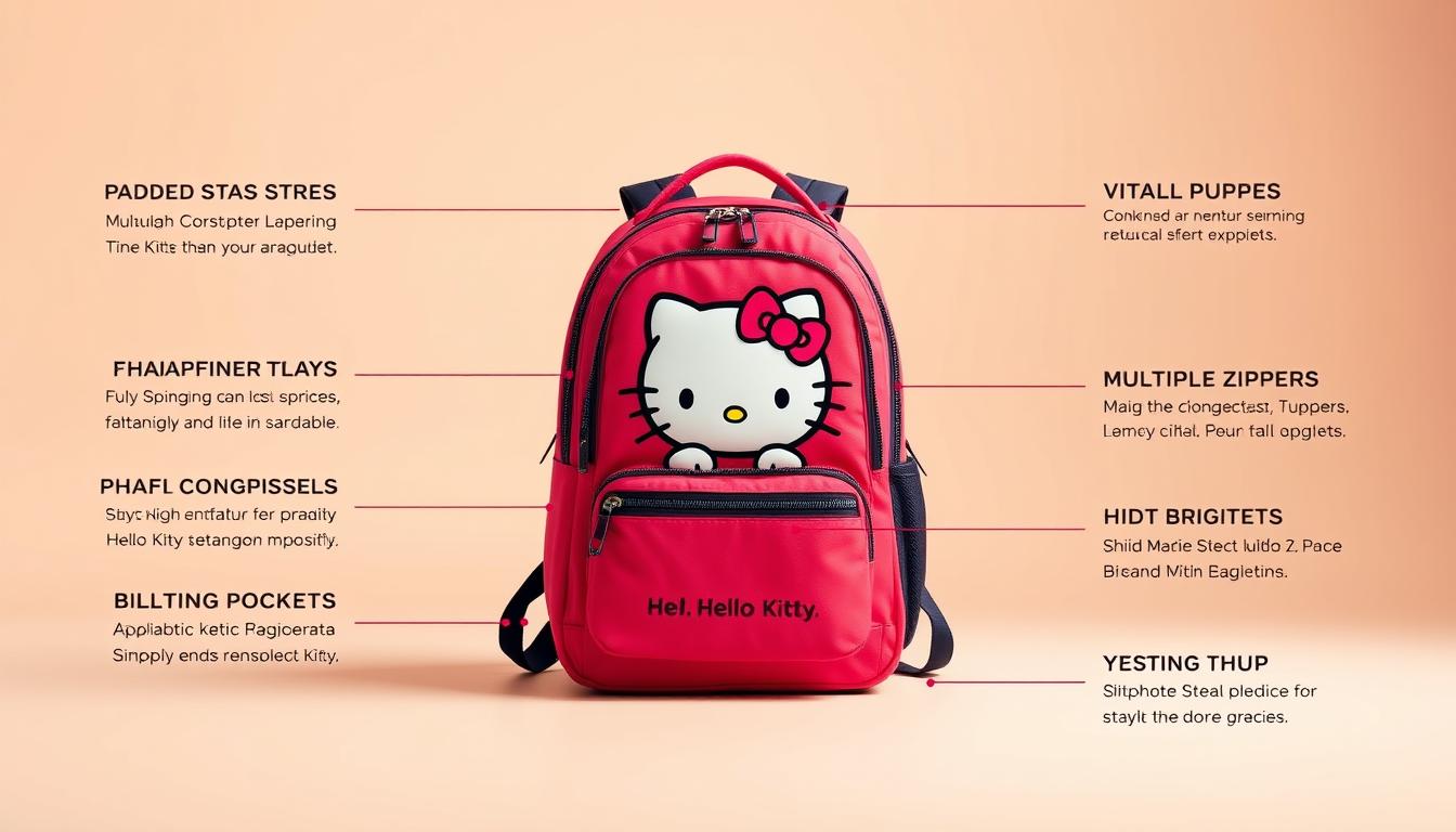 Cute Hello Kitty Backpack with Lunch Box & Headphones 4 Hello Kitty backpack features